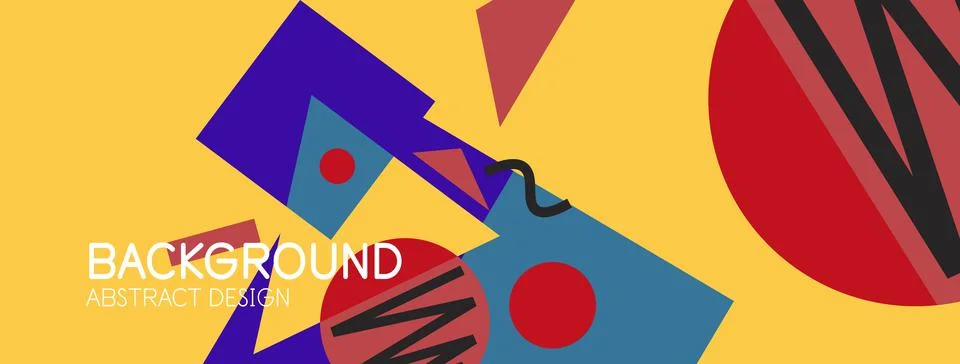 Abstract background. Blocks, lines, triangles, circles composition. Techno or Stock Illustration