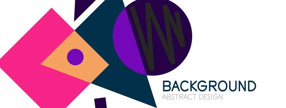 Abstract background. Blocks, lines, triangles, circles composition. Techno or Stock Illustration
