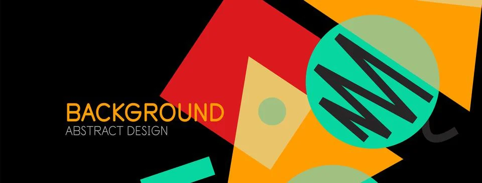 Abstract background. Blocks, lines, triangles, circles composition. Techno or Stock Illustration