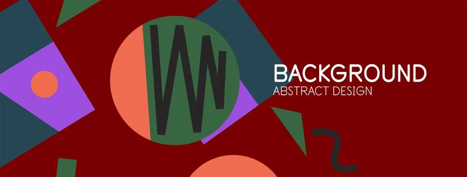 Abstract background. Blocks, lines, triangles, circles composition. Techno or Stock Illustration