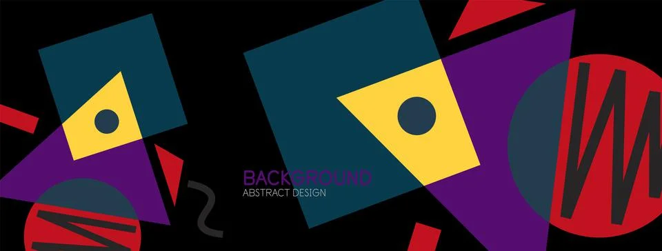 Abstract background. Blocks, lines, triangles, circles composition. Techno or 库存插图