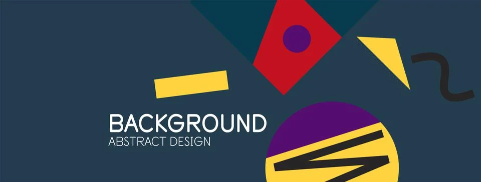 Abstract background. Blocks, lines, triangles, circles composition. Techno or Illustrazione stock