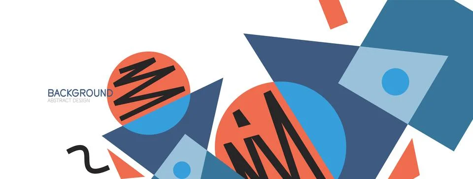 Abstract background. Blocks, lines, triangles, circles composition. Techno or Stock Illustration