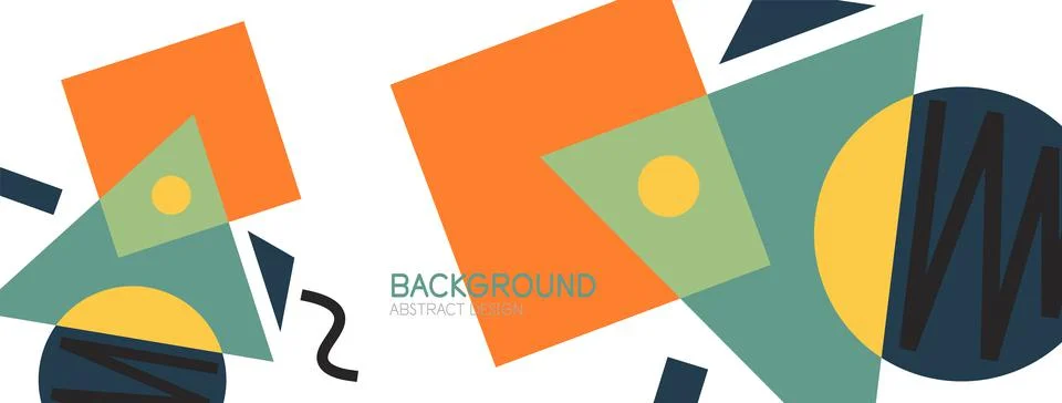 Abstract background. Blocks, lines, triangles, circles composition. Techno or Stock Illustration