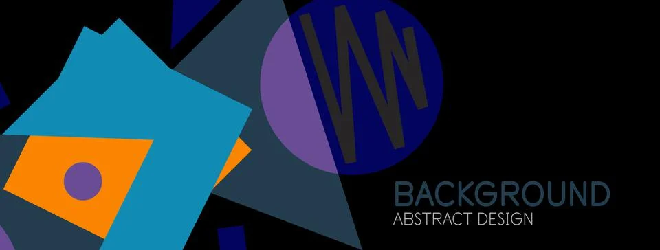 Abstract background. Blocks, lines, triangles, circles composition. Techno or Stock Illustration