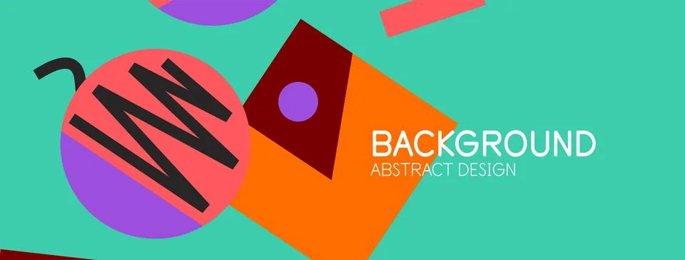 Abstract background. Blocks, lines, triangles, circles composition. Techno or Stock Illustration