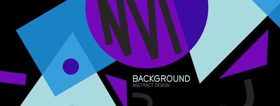 Abstract background. Blocks, lines, triangles, circles composition. Techno or Illustrazione stock