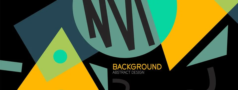 Abstract background. Blocks, lines, triangles, circles composition. Techno or 库存插图