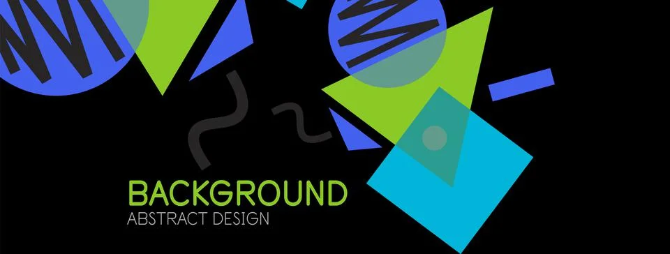 Abstract background. Blocks, lines, triangles, circles composition. Techno or Stockillustratie