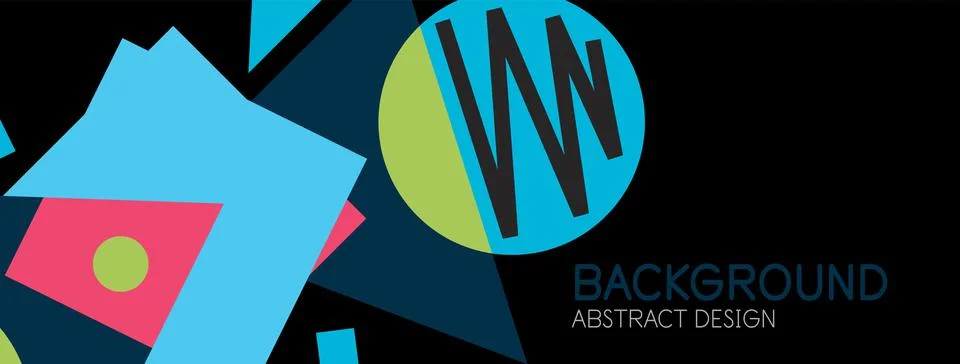Abstract background. Blocks, lines, triangles, circles composition. Techno or Stock Illustration