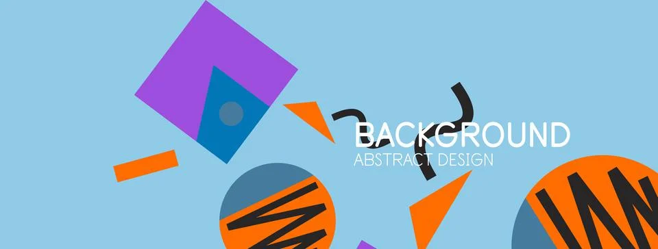 Abstract background. Blocks, lines, triangles, circles composition. Techno or Stock Illustration