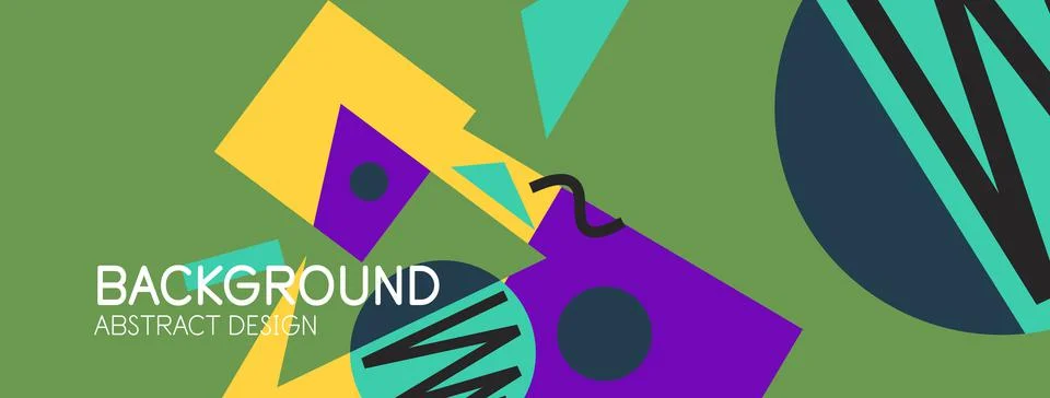 Abstract background. Blocks, lines, triangles, circles composition. Techno or Stock Illustration