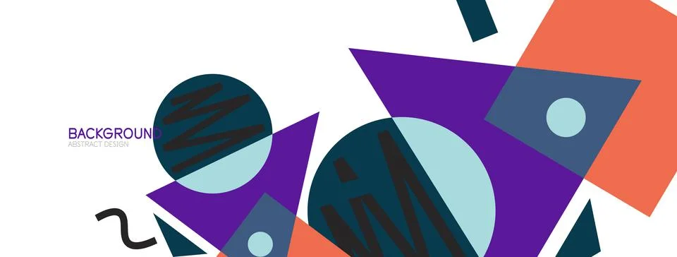 Abstract background. Blocks, lines, triangles, circles composition. Techno or Stock Illustration