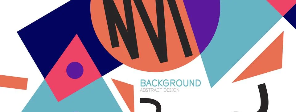 Abstract background. Blocks, lines, triangles, circles composition. Techno or Stock Illustration