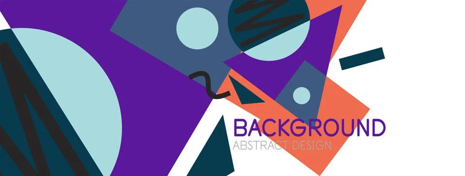 Abstract background. Blocks, lines, triangles, circles composition. Techno or 库存插图
