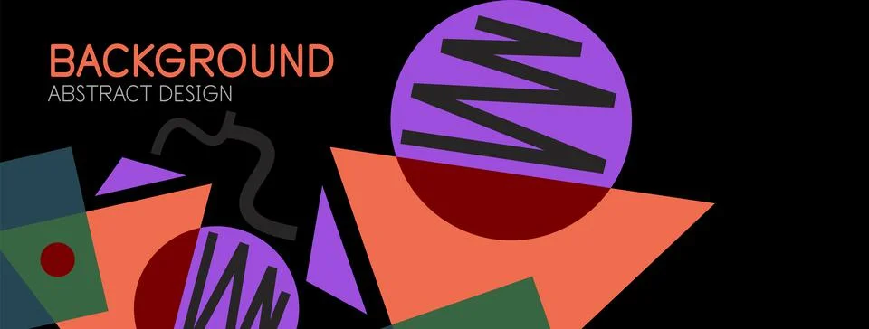 Abstract background. Blocks, lines, triangles, circles composition. Techno or Stock Illustration