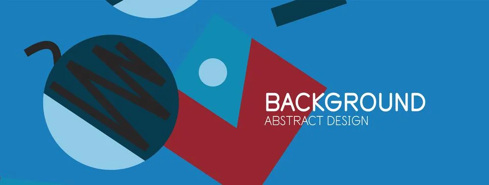 Abstract background. Blocks, lines, triangles, circles composition. Techno or Stock Illustration