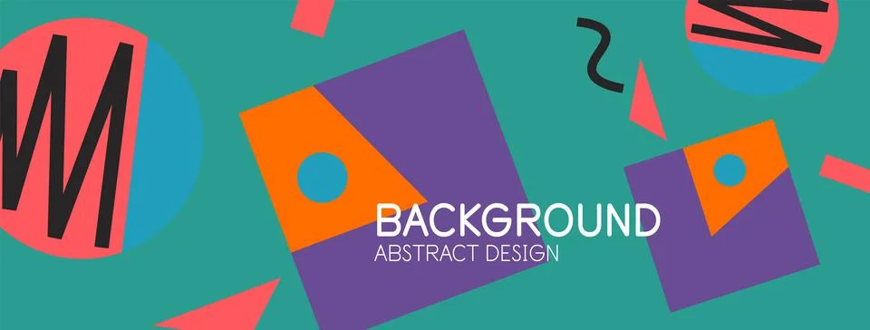 Abstract background. Blocks, lines, triangles, circles composition. Techno or Stock Illustration