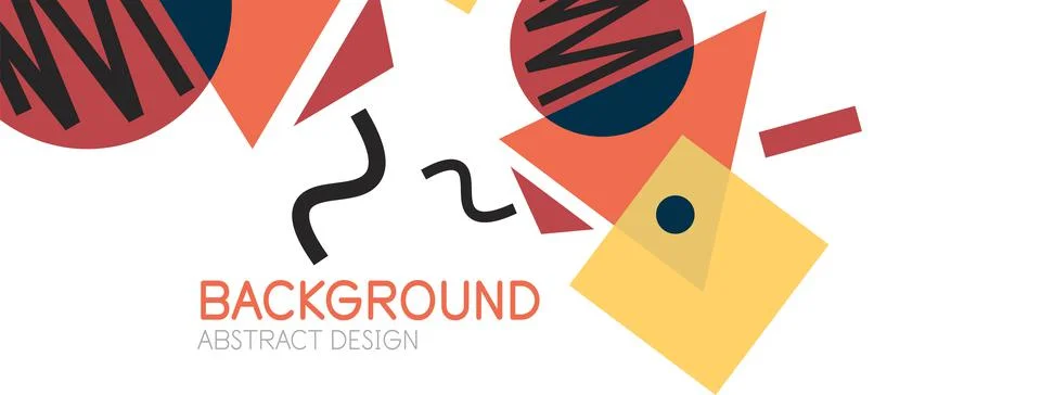 Abstract background. Blocks, lines, triangles, circles composition. Techno or Stock Illustration