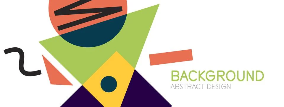 Abstract background. Blocks, lines, triangles, circles composition. Techno or Stock Illustration