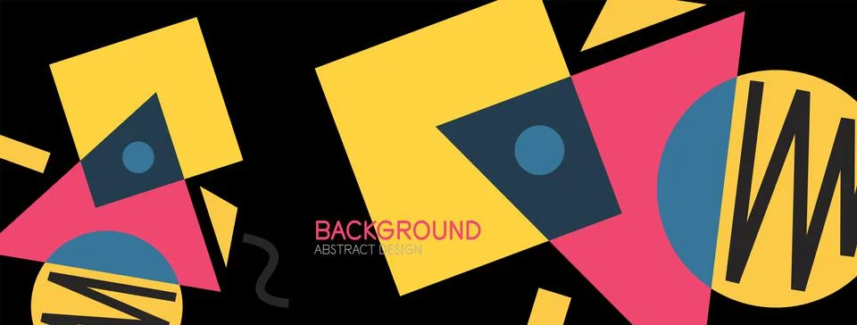 Abstract background. Blocks, lines, triangles, circles composition. Techno or Stock Illustration