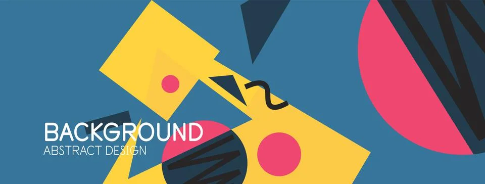 Abstract background. Blocks, lines, triangles, circles composition. Techno or 库存插图