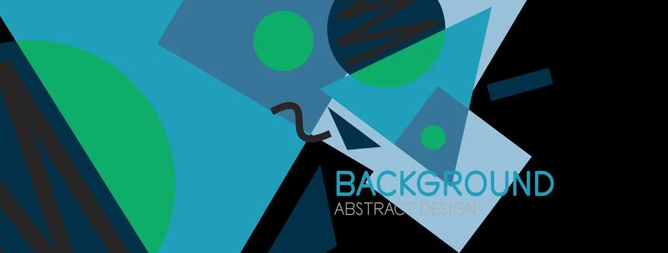 Abstract background. Blocks, lines, triangles, circles composition. Techno or Stock Illustration