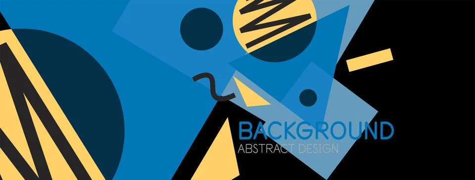 Abstract background. Blocks, lines, triangles, circles composition. Techno or 스톡 일러스트