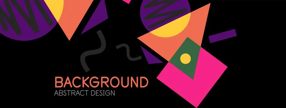 Abstract background. Blocks, lines, triangles, circles composition. Techno or 库存插图