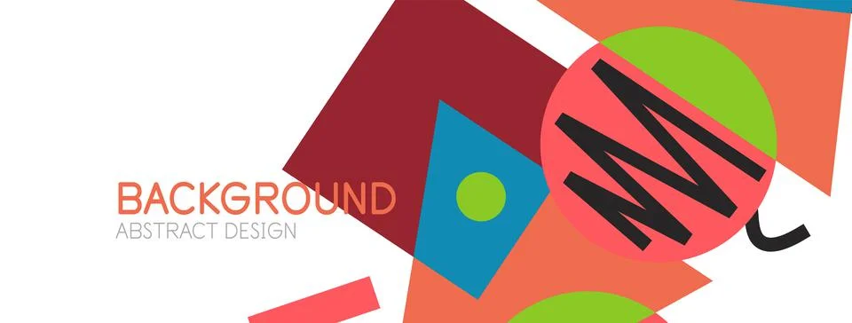 Abstract background. Blocks, lines, triangles, circles composition. Techno or Stock Illustration