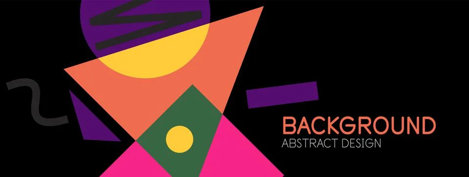 Abstract background. Blocks, lines, triangles, circles composition. Techno or Stock Illustration