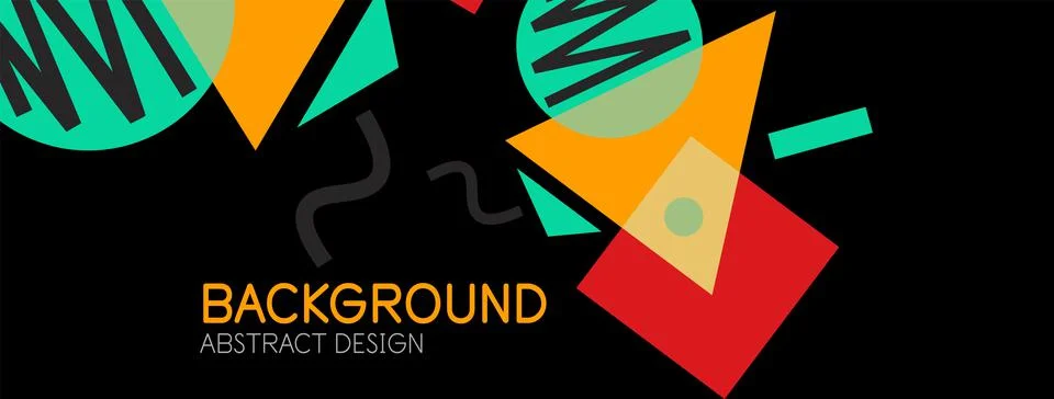 Abstract background. Blocks, lines, triangles, circles composition. Techno or 库存插图
