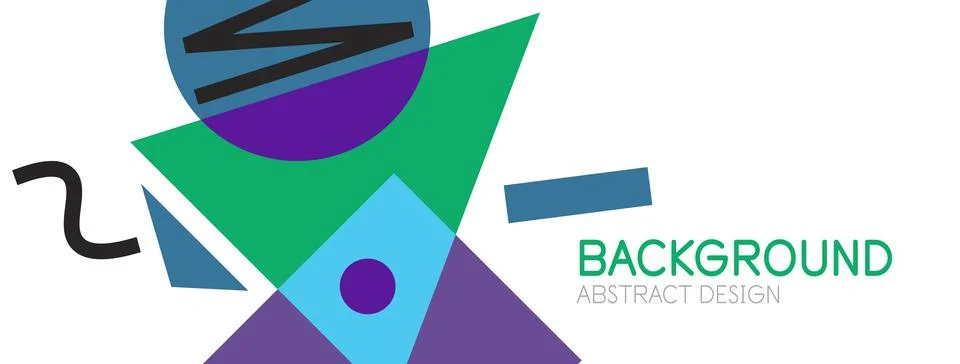 Abstract background. Blocks, lines, triangles, circles composition. Techno or Stock Illustration