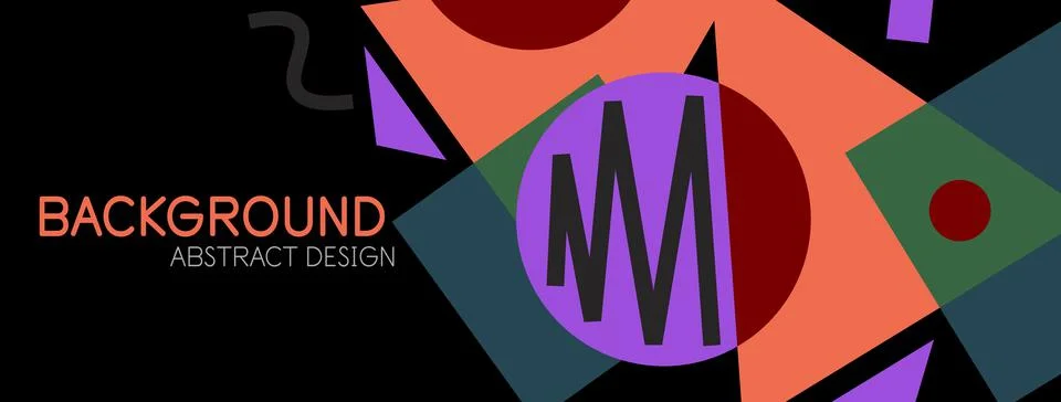 Abstract background. Blocks, lines, triangles, circles composition. Techno or Illustrazione stock