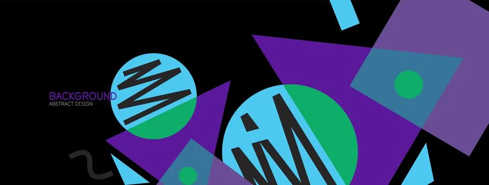 Abstract background. Blocks, lines, triangles, circles composition. Techno or Stock Illustration