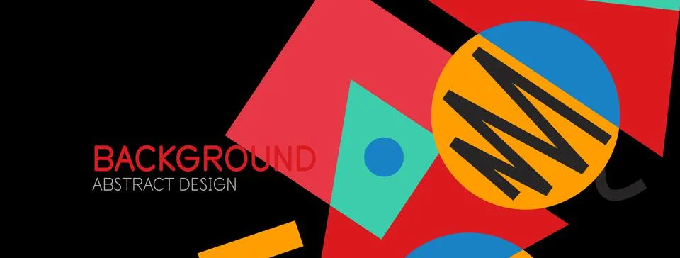 Abstract background. Blocks, lines, triangles, circles composition. Techno or Stock Illustration