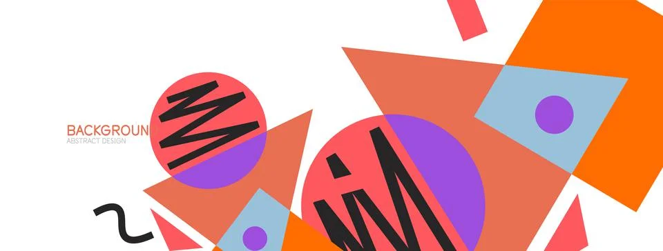 Abstract background. Blocks, lines, triangles, circles composition. Techno or Stock Illustration