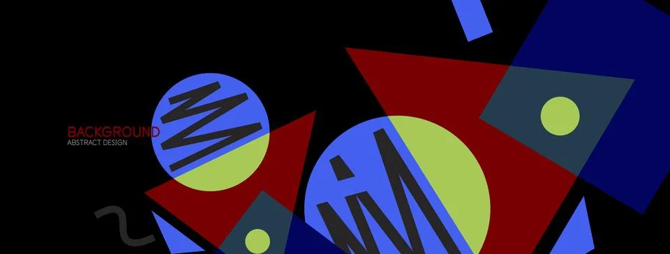 Abstract background. Blocks, lines, triangles, circles composition. Techno or Stock Illustration