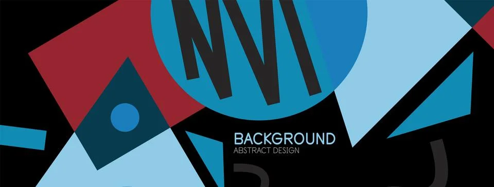 Abstract background. Blocks, lines, triangles, circles composition. Techno or Stock Illustration