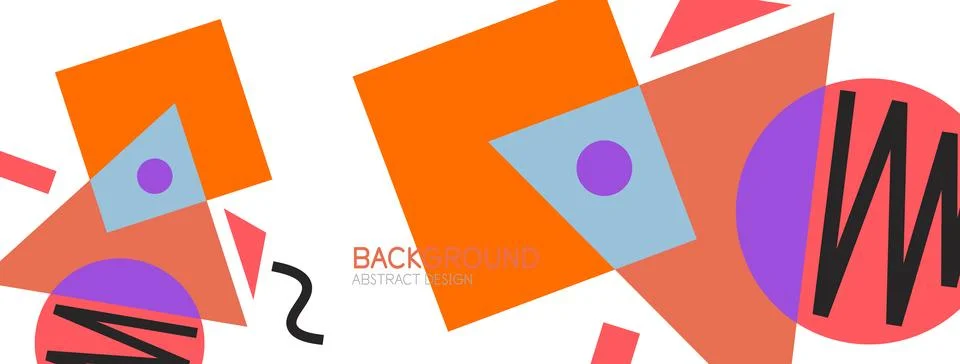 Abstract background. Blocks, lines, triangles, circles composition. Techno or Stock Illustration