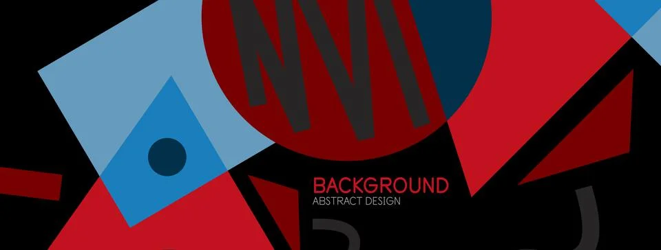 Abstract background. Blocks, lines, triangles, circles composition. Techno or Stock Illustration