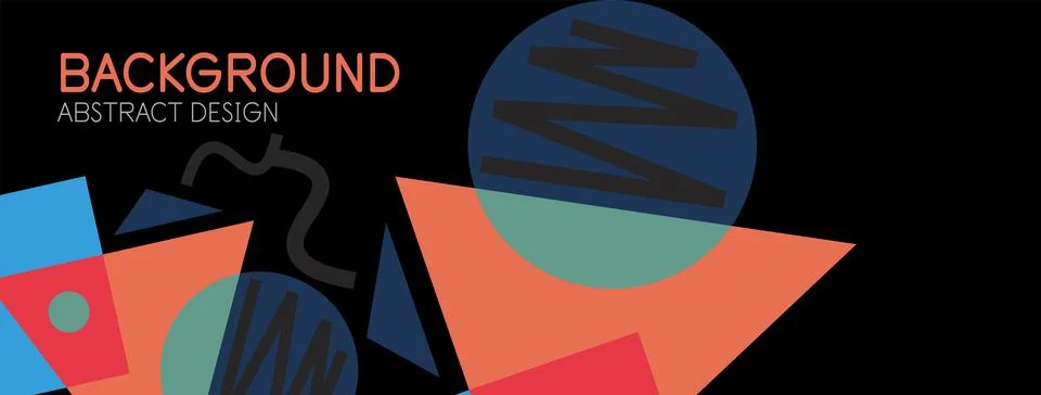 Abstract background. Blocks, lines, triangles, circles composition. Techno or Stock Illustration