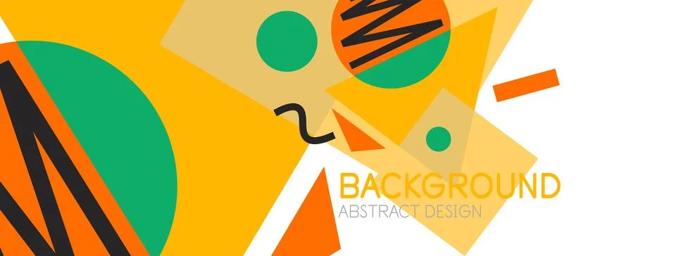Abstract background. Blocks, lines, triangles, circles composition. Techno or Stock Illustration