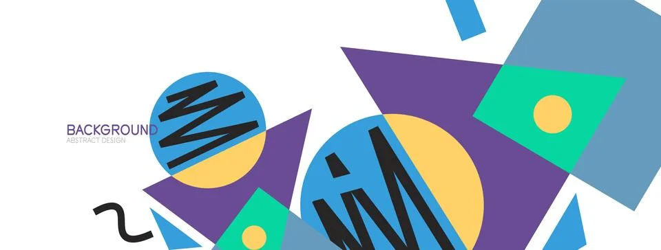Abstract background. Blocks, lines, triangles, circles composition. Techno or Stock Illustration