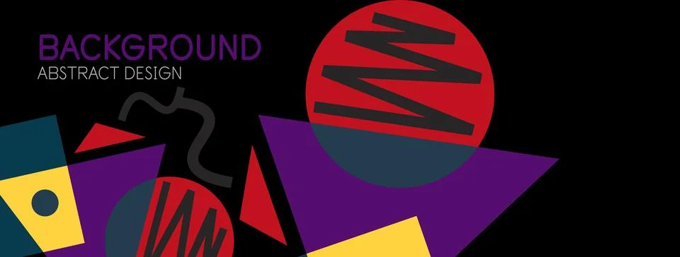 Abstract background. Blocks, lines, triangles, circles composition. Techno or Stock Illustration