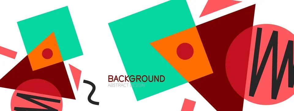 Abstract background. Blocks, lines, triangles, circles composition. Techno or Stock Illustration