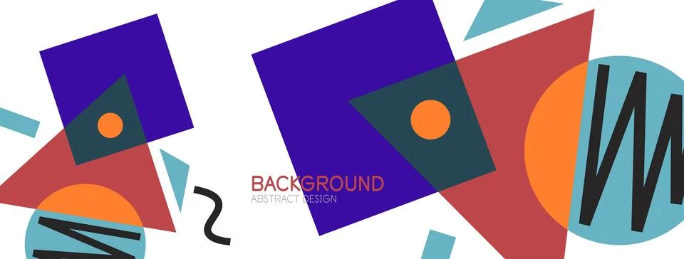 Abstract background. Blocks, lines, triangles, circles composition. Techno or Stock Illustration