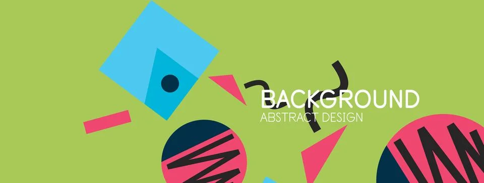 Abstract background. Blocks, lines, triangles, circles composition. Techno or Stock Illustration