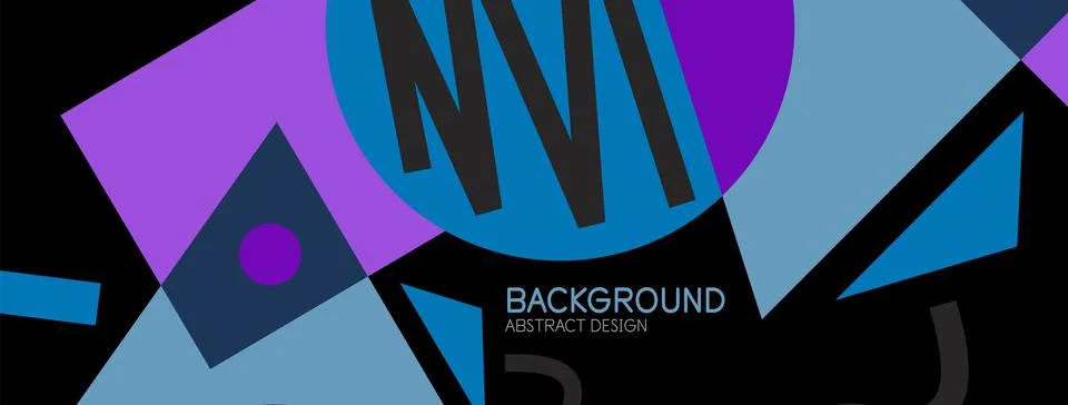 Abstract background. Blocks, lines, triangles, circles composition. Techno or Stock Illustration