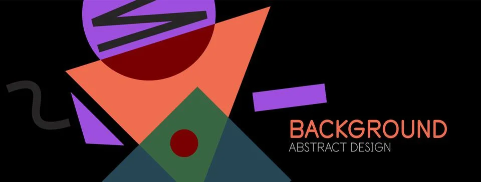 Abstract background. Blocks, lines, triangles, circles composition. Techno or 库存插图